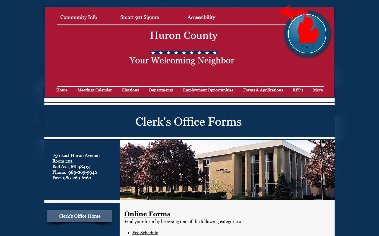 Huron County Clerk of Court forms hub for vital record and copy requests