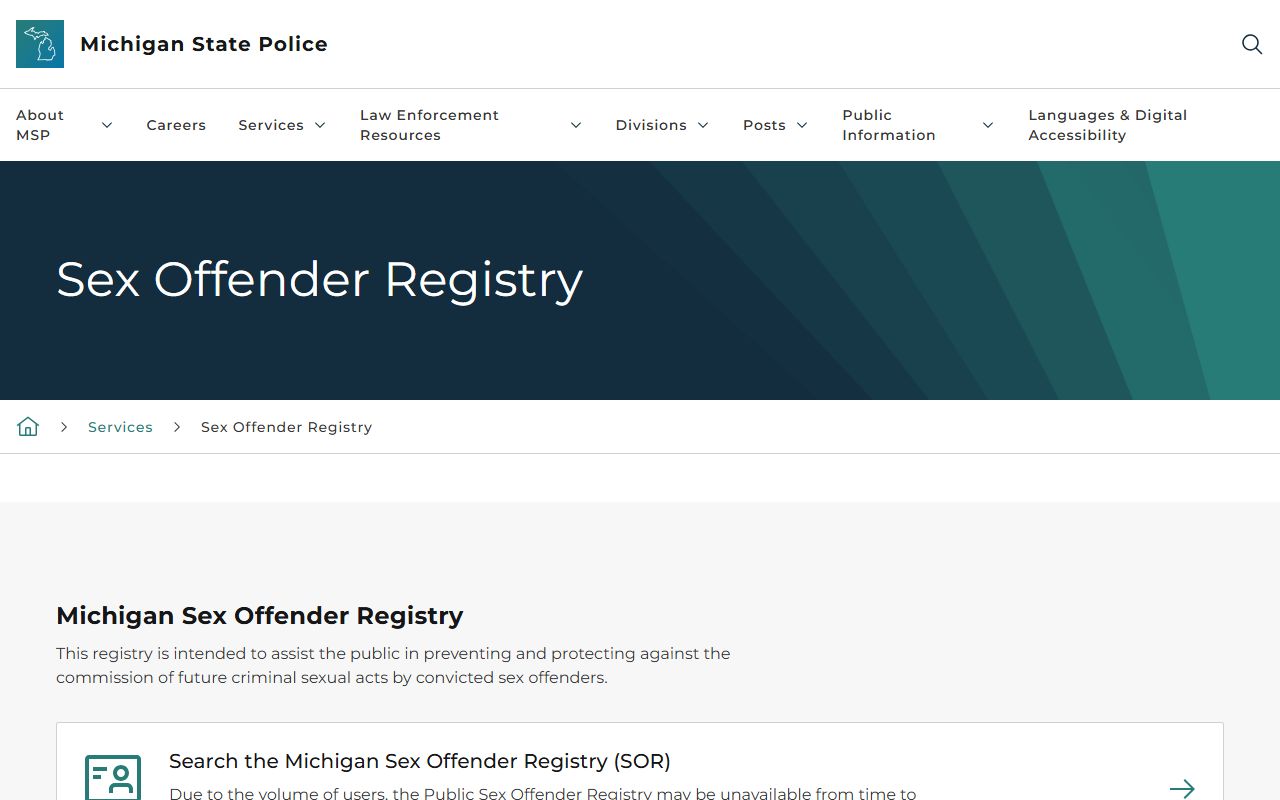 Huron County arrest records and the Michigan State Police sex offender registry lookup
