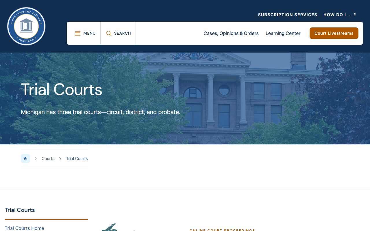 Michigan trial courts overview serving Huron County court records