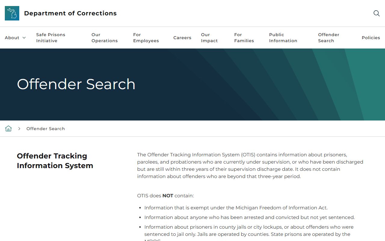 Huron County inmate records Michigan OTIS state prisoner locator