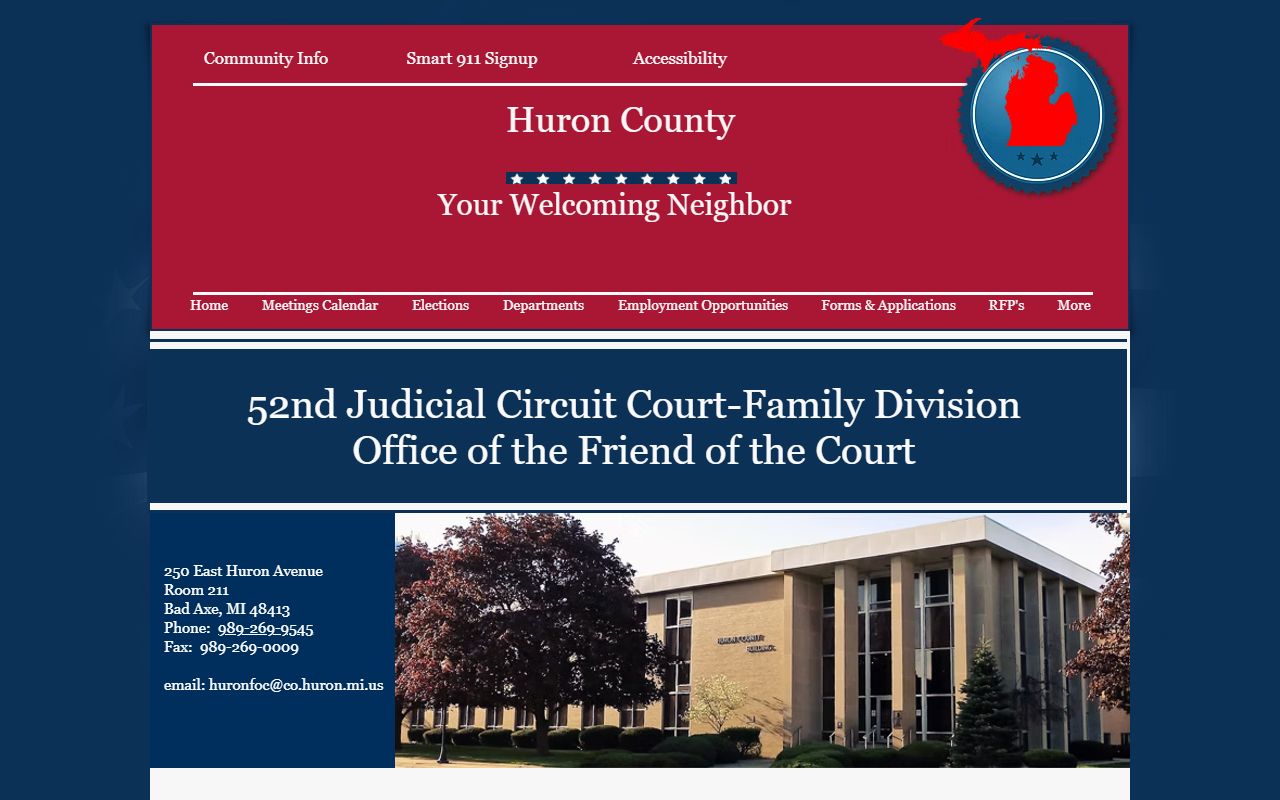 Huron County marriage and divorce records Friend of the Court domestic relations contact page